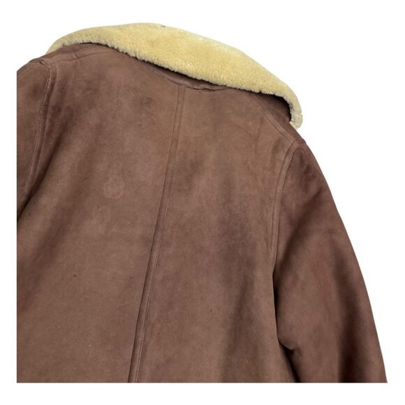 GENUINE SHEARLING Vintage 1970s SHEEP Skin Retro Heavy Winter Coat Womens Medium - Picture 5 of 9